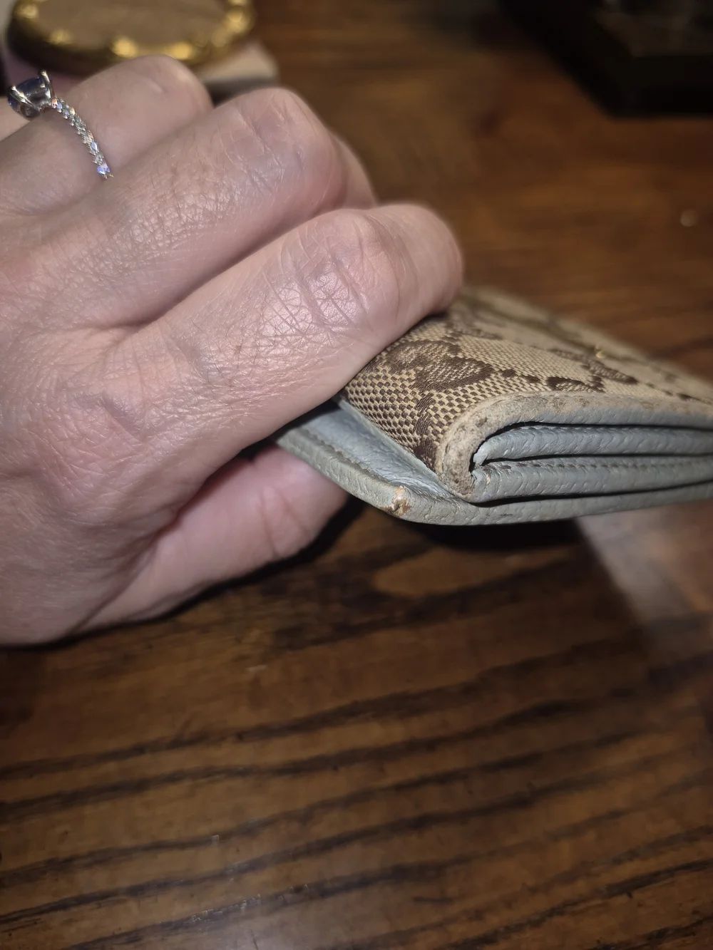 Gucci GG Brown Blue Canvas Bi Fold "Project" Wallet - Picture 12 of 13